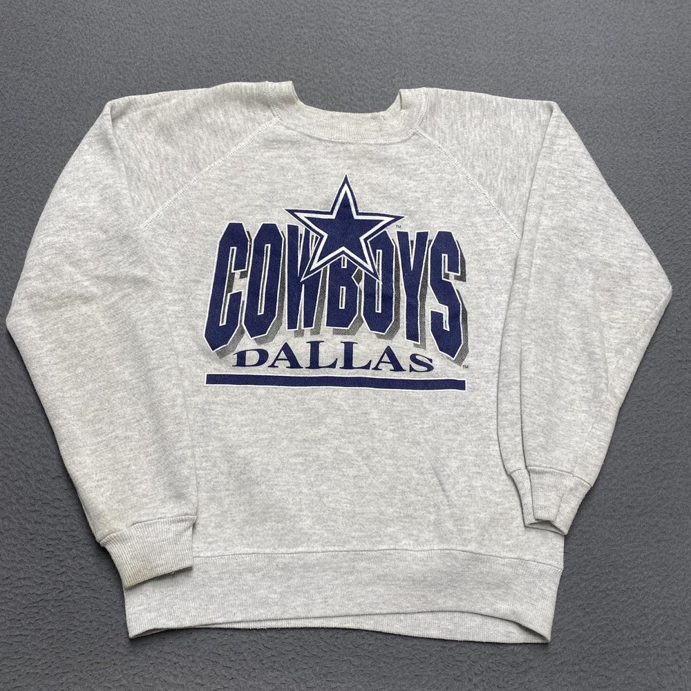 Vintage Dallas Cowboys‎ Sweater Boys Large Gray NFL Football Crewneck Hanes 90s